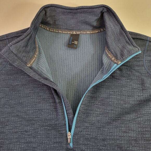 prAna Mens Medium Gavin 1/4 Zip Pullover Grid Back Fleece Thermal M2GAVI314 Blue - Picture 3 of 14